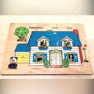 FISHER PRICE 513 Wooden 12 piece House Puzzle, Made in Holland, 1971 Vintage HTF